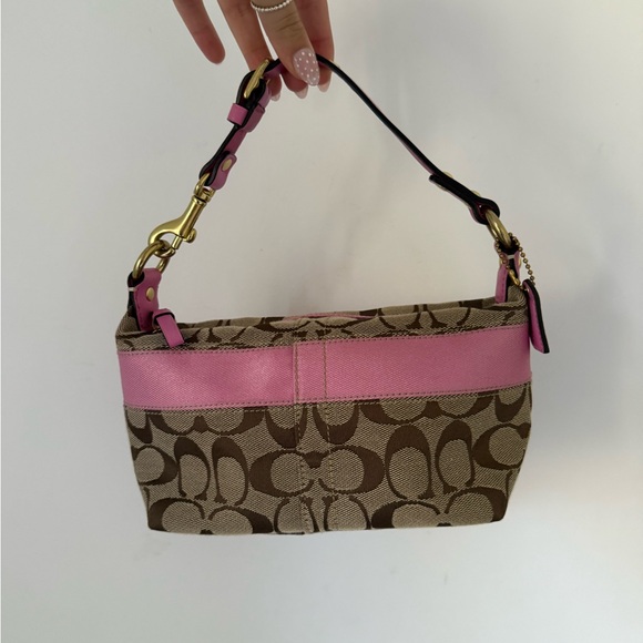 Coach Handbags - Small Pink Stripe Vintage Authentic Coach